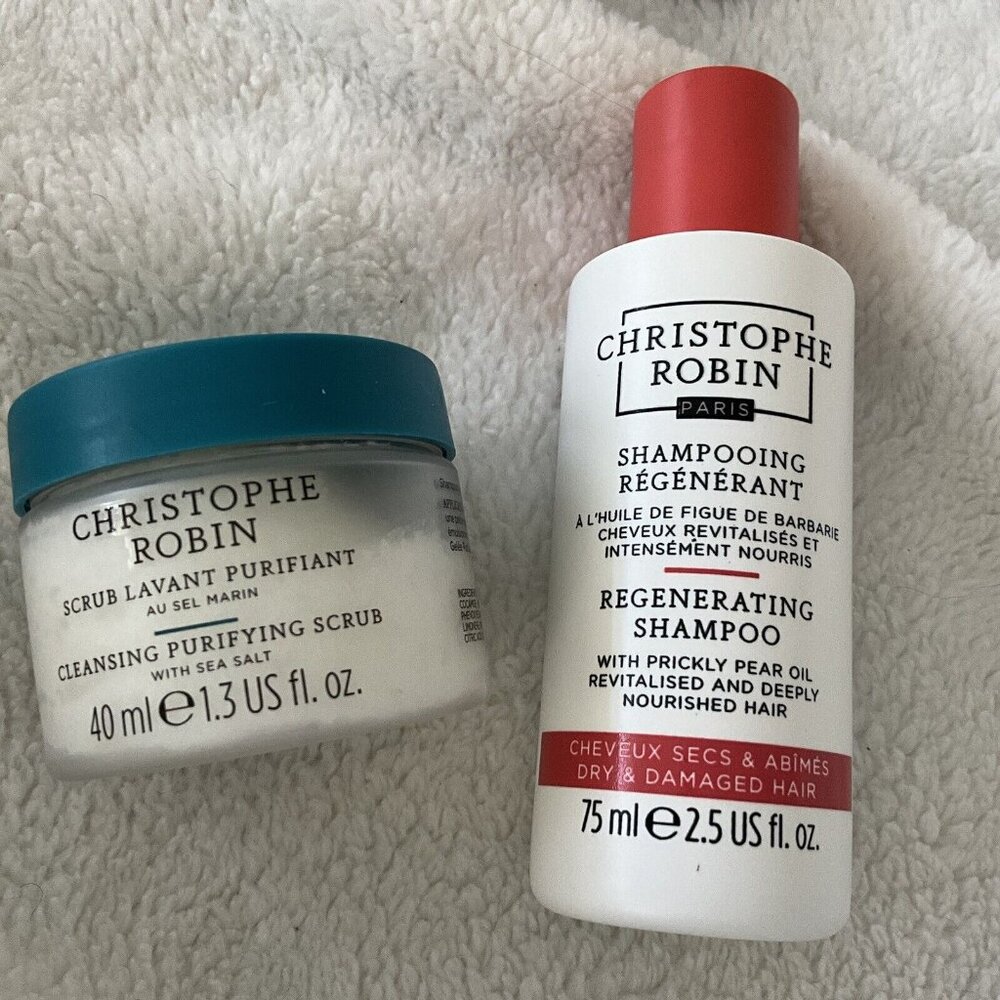 Christophe Robin LOT 2 Travel Cleansing Purifying Scrub + Regenerating Shampoo